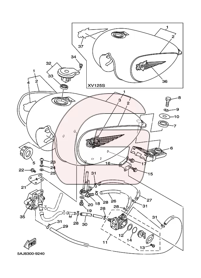 Carter De Culasse Arrière Pour Yamaha Virago 125 XV - Pièce D'occasion En état De Fonctionnement