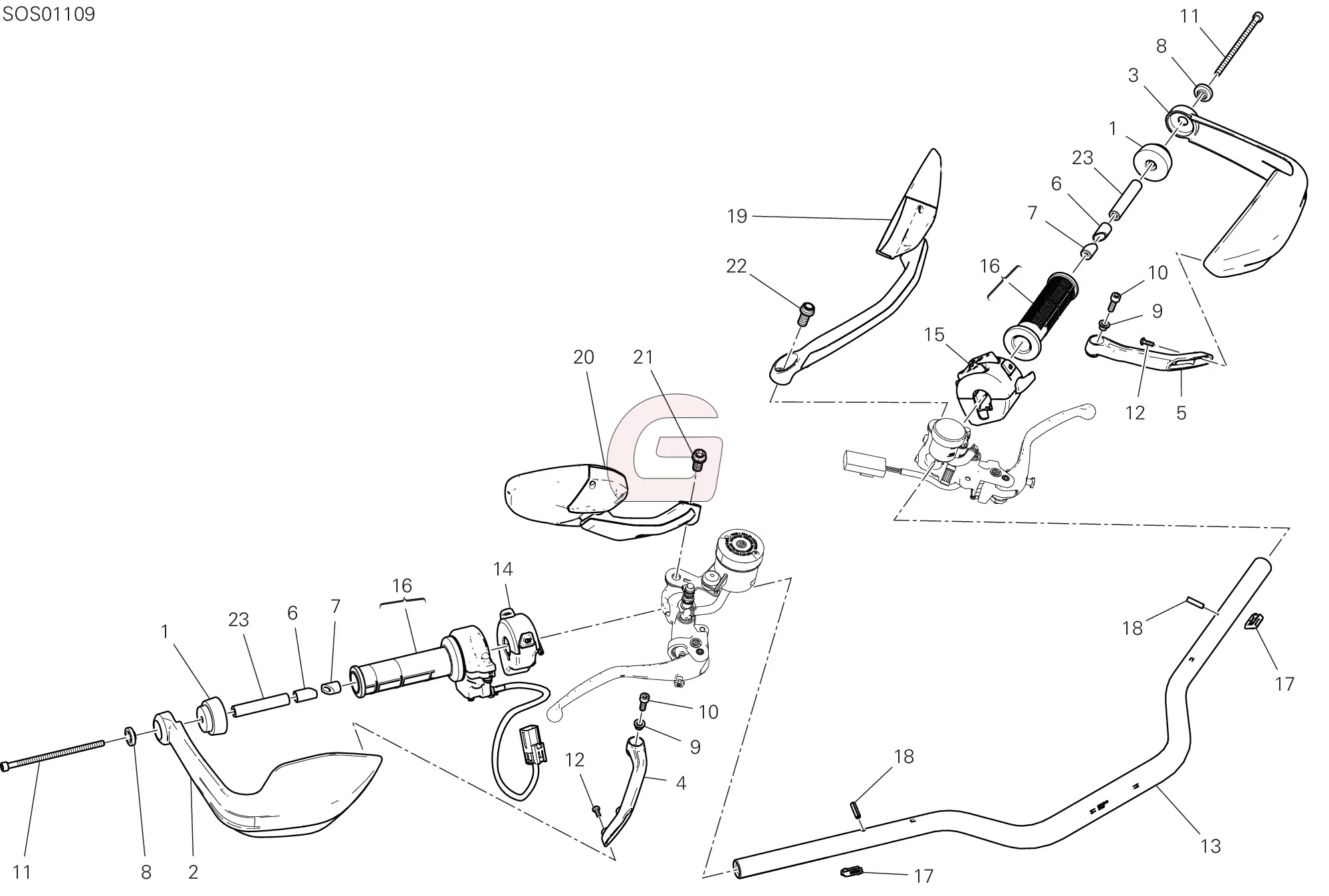 Stuur Kroonplaat T-stuk Bedieningselementen