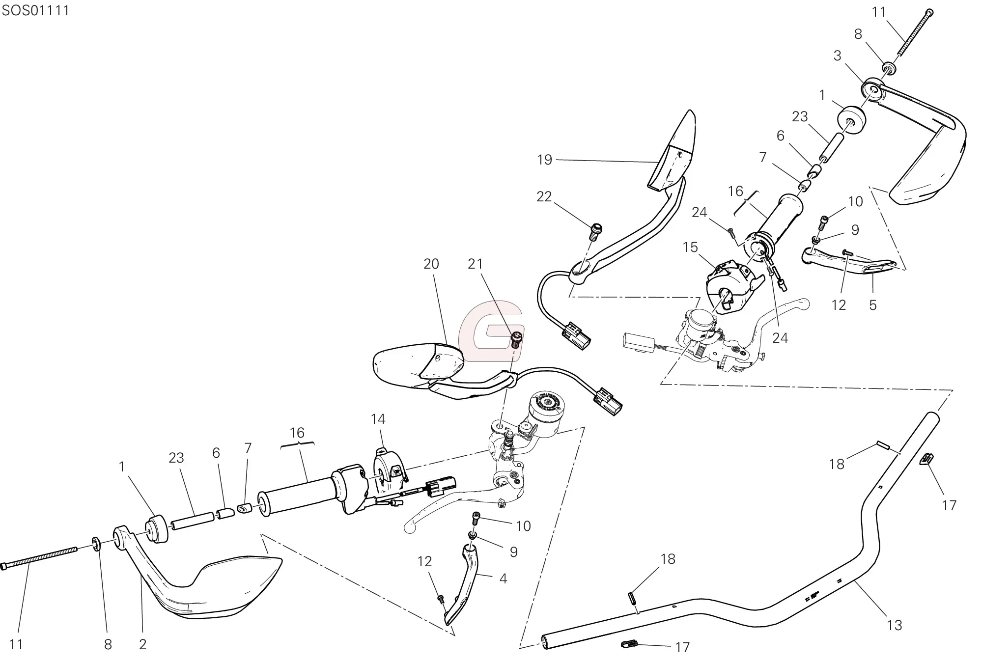 Stuur Kroonplaat T-stuk Bedieningselementen