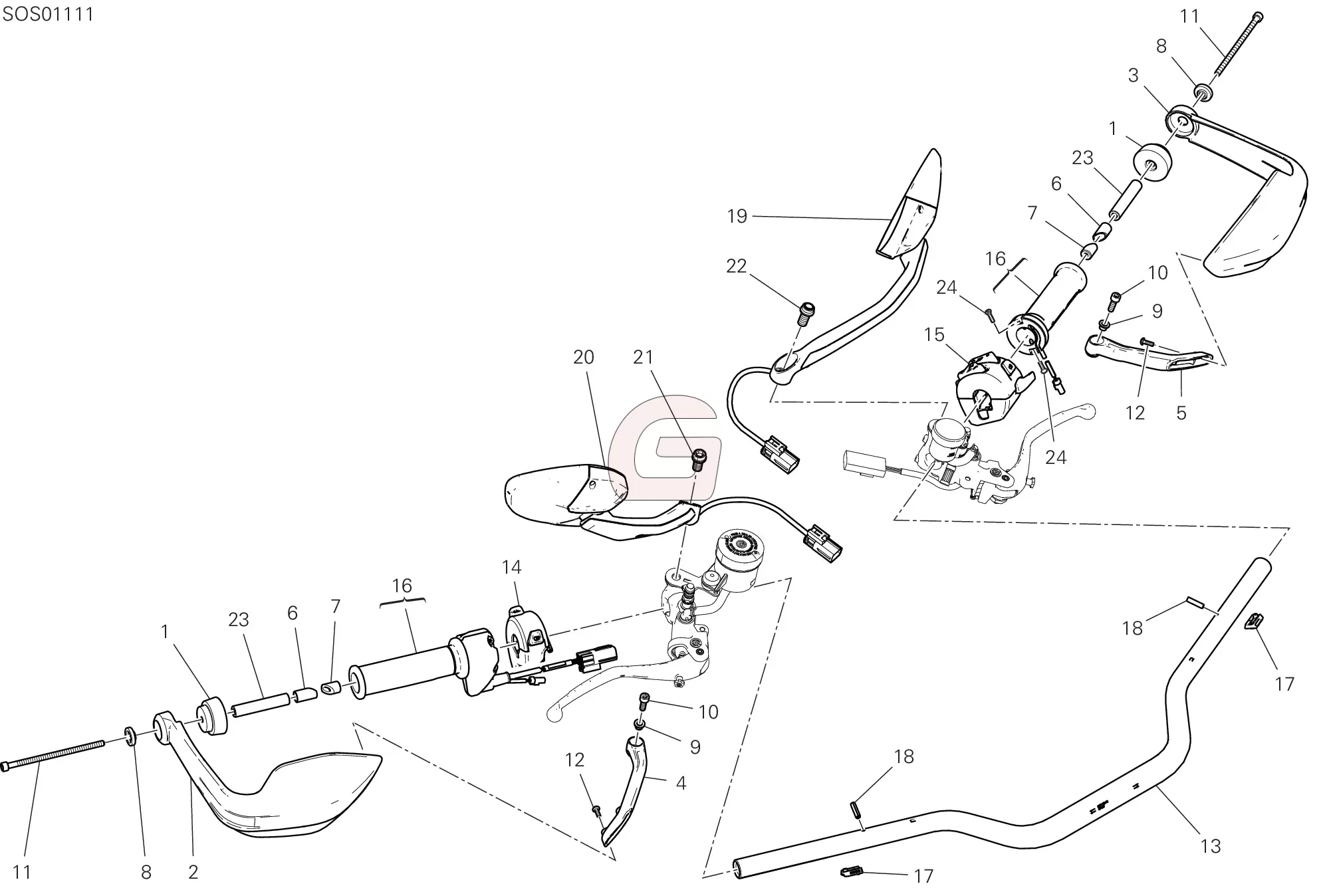 Stuur Kroonplaat T-stuk Bedieningselementen