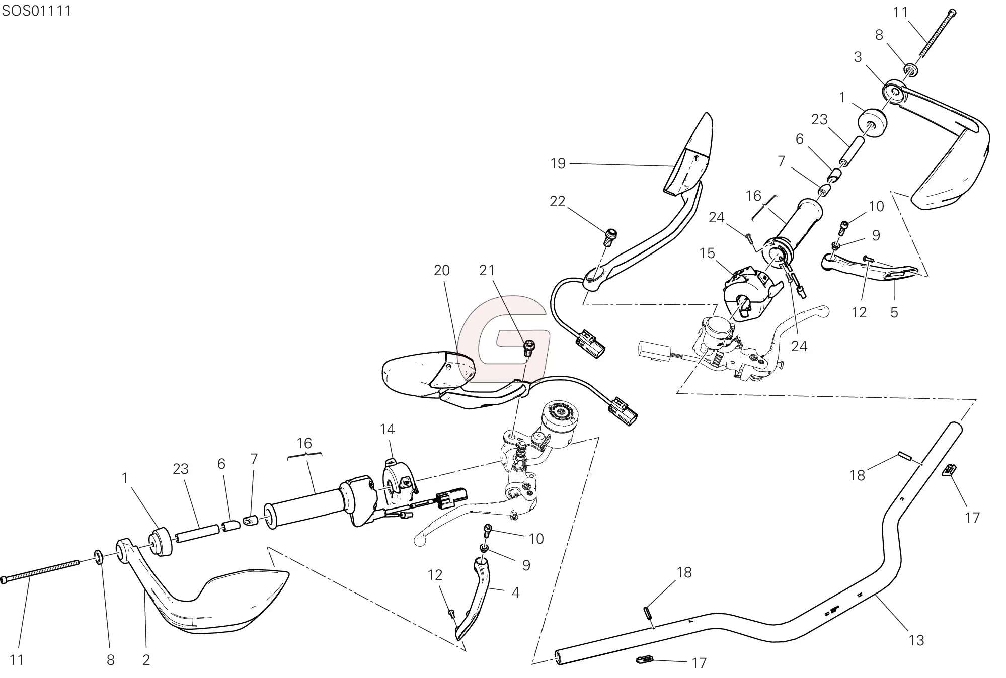 Stuur Kroonplaat T-stuk Bedieningselementen