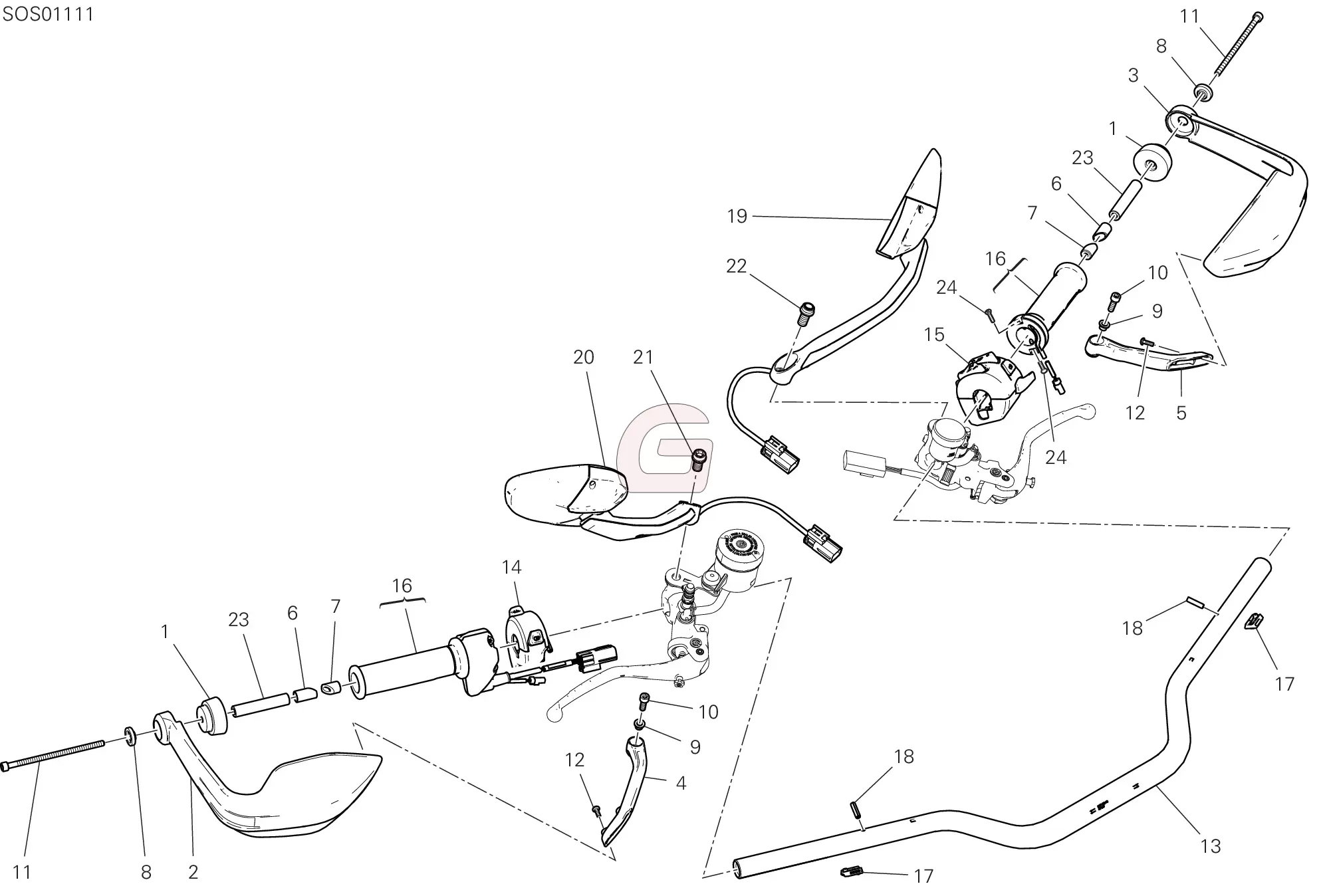 Stuur Kroonplaat T-stuk Bedieningselementen