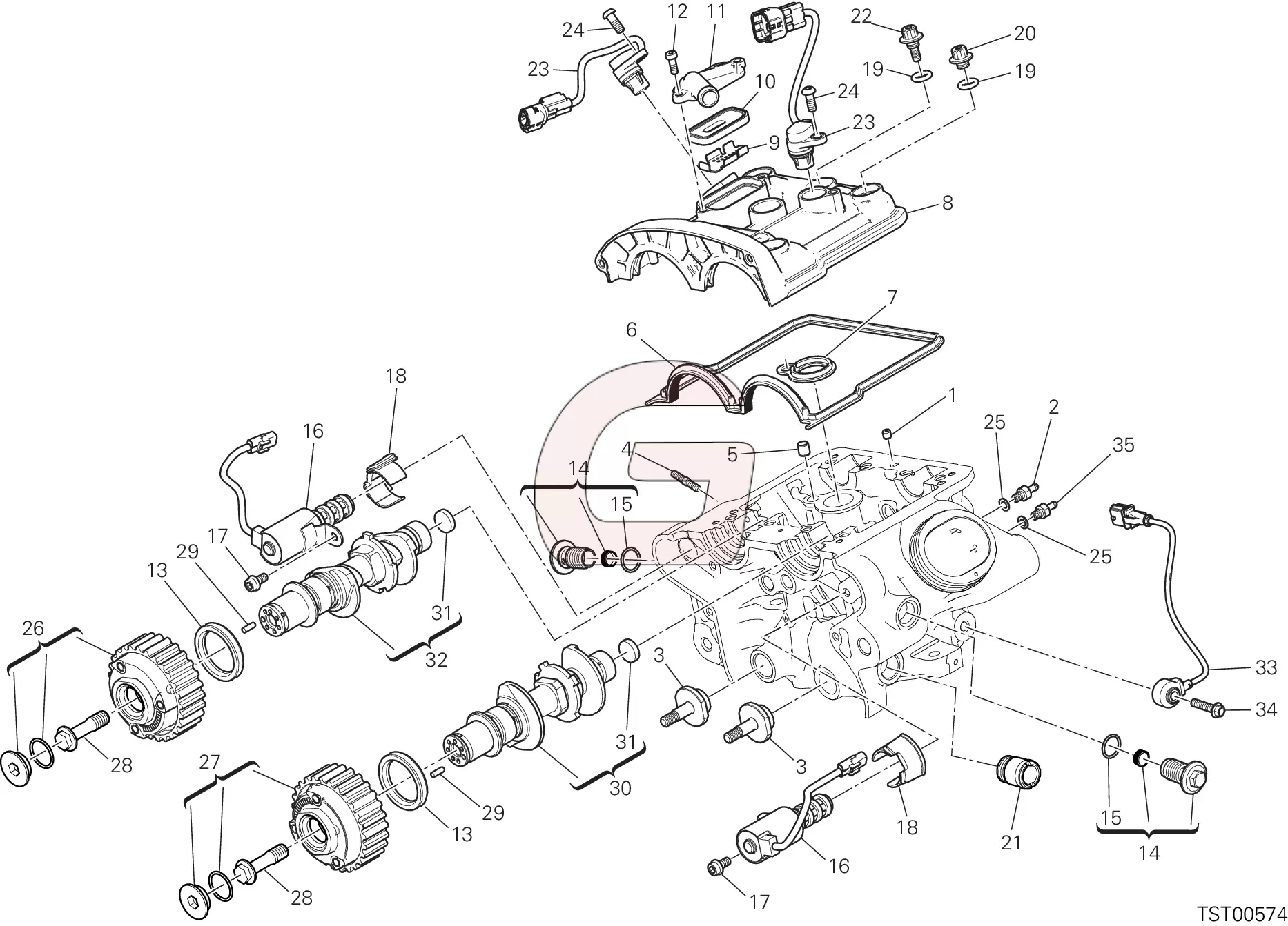 Verticale Cilinderkop Timing